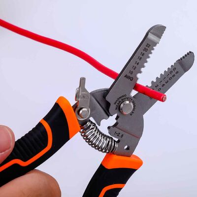 HRC52 4Cr13 Industrial Adjustable Insulated Combination Plier Wire Strippers 175mm