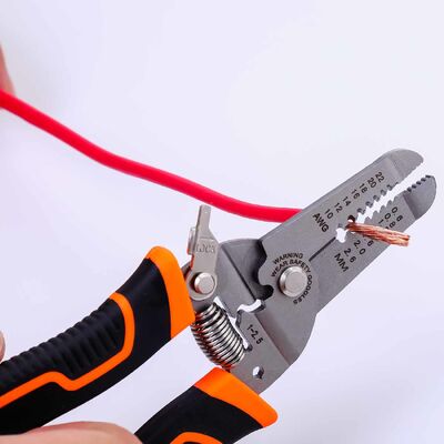 HRC52 4Cr13 Industrial Adjustable Insulated Combination Plier Wire Strippers 175mm