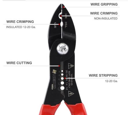 Compact Electricians Wire Stripping Plier Cutters 4 In 1 Multi Purpose